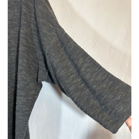 Eileen Fisher L Organic Linen Cotton Blend Short Sleeve Charcoal Sweater C26 - Picture 3 of 6